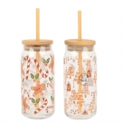 Glass w/cover+straw