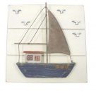 Wooden boat on plate