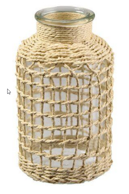 Vase glass w/rope