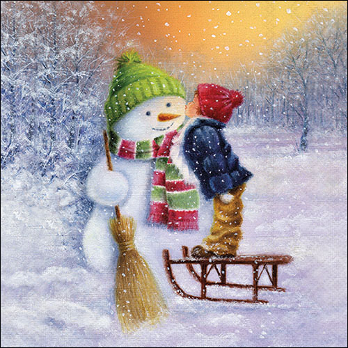 Child and snowman